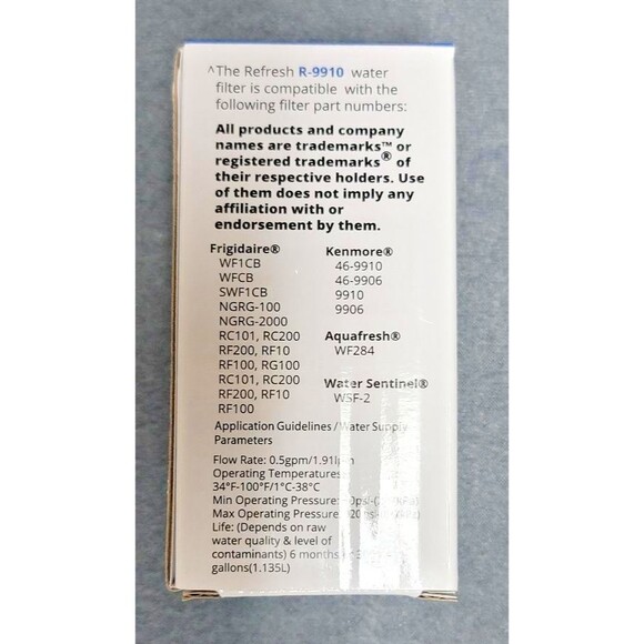 Refresh Refrigerator Water Filter R9910 for Frigidaire And Kenmore Lot Of 5 New - Picture 3 of 5